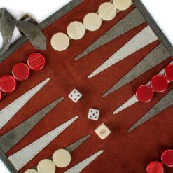 Backgammon De Voyage - Roulable - Cuir Rouge -Rouge et Noir Magasin backgammon de voyage roulable cuir rouge backgammon en cuir de voyage 266304