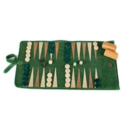 Backgammon De Voyage - Roulable - Cuir Vert -Rouge et Noir Magasin backgammon de voyage roulable cuir vert backgammon en cuir de voyage 247102