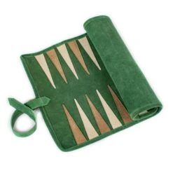 Backgammon De Voyage - Roulable - Cuir Vert -Rouge et Noir Magasin backgammon de voyage roulable cuir vert backgammon en cuir de voyage 407263