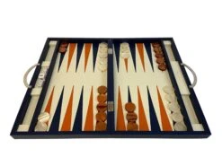 Backgammon En Cuir Véritable MM - Bleu - Renzo Romagnoli -Rouge et Noir Magasin backgammon en cuir veritable mm bleu renzo romagnoli backgammon en cuir bel objet 523411