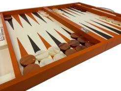 Backgammon En Cuir Véritable MM - Orange - Renzo Romagnoli -Rouge et Noir Magasin backgammon en cuir veritable mm orange renzo romagnoli backgammon en cuir 191600
