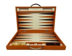 Backgammon En Cuir Véritable MM - Orange - Renzo Romagnoli -Rouge et Noir Magasin backgammon en cuir veritable mm orange renzo romagnoli backgammon en cuir 322951