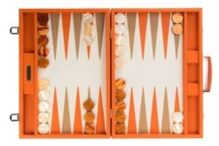 Backgammon Hector Saxe - Buffle Orange - Compétition -Rouge et Noir Magasin backgammon hector saxe buffle orange competition backgammon en cuir 356214