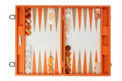 Backgammon Hector Saxe - Buffle Orange - Grand -Rouge et Noir Magasin backgammon hector saxe buffle orange grand backgammon en cuir 136829