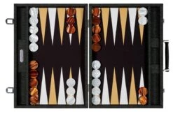 Backgammon Hector Saxe - Jean's Noir / Champagne - Compétition -Rouge et Noir Magasin backgammon hector saxe jeans noir champagne competition backgammon en cuir vegan 266192