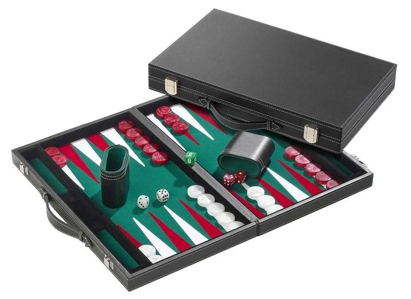 Backgammon style Cuir - Surpiqué - Vert Philos Backgammon Style Cuir - Surpiqué - Vert -Rouge et Noir Magasin backgammon style cuir surpique vert backgammon en cuir vegan 345468