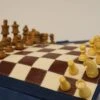 Ensemble D'échecs Roulable Magnétique - Cuir Véritable - Bleu / Intérieur Marron