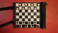 Ensemble D'échecs Roulable Magnétique - Cuir Véritable - Noir