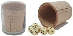 HOT Godet Mini Cuir Beige + 6 Dés Mini