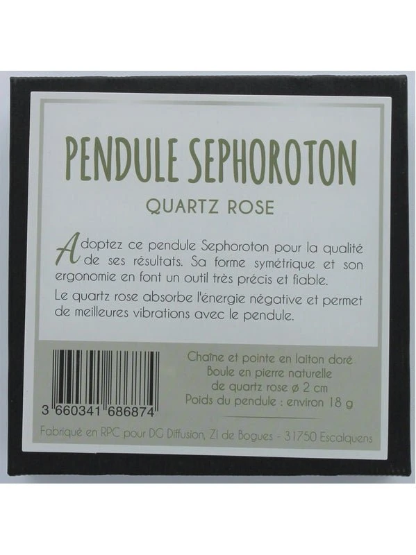 Pendule Sephoroton - Quartz Rose Pendule Sephoroton - Quartz Rose -Rouge et Noir Magasin pendule sephoroton quartz rose pendule divinatoire 607097