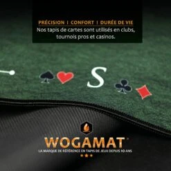 Tapis De Bridge- Wogamat -Rouge et Noir Magasin tapis de bridge wogamat tapis de cartes jeu de cartes bridge tapis 328004